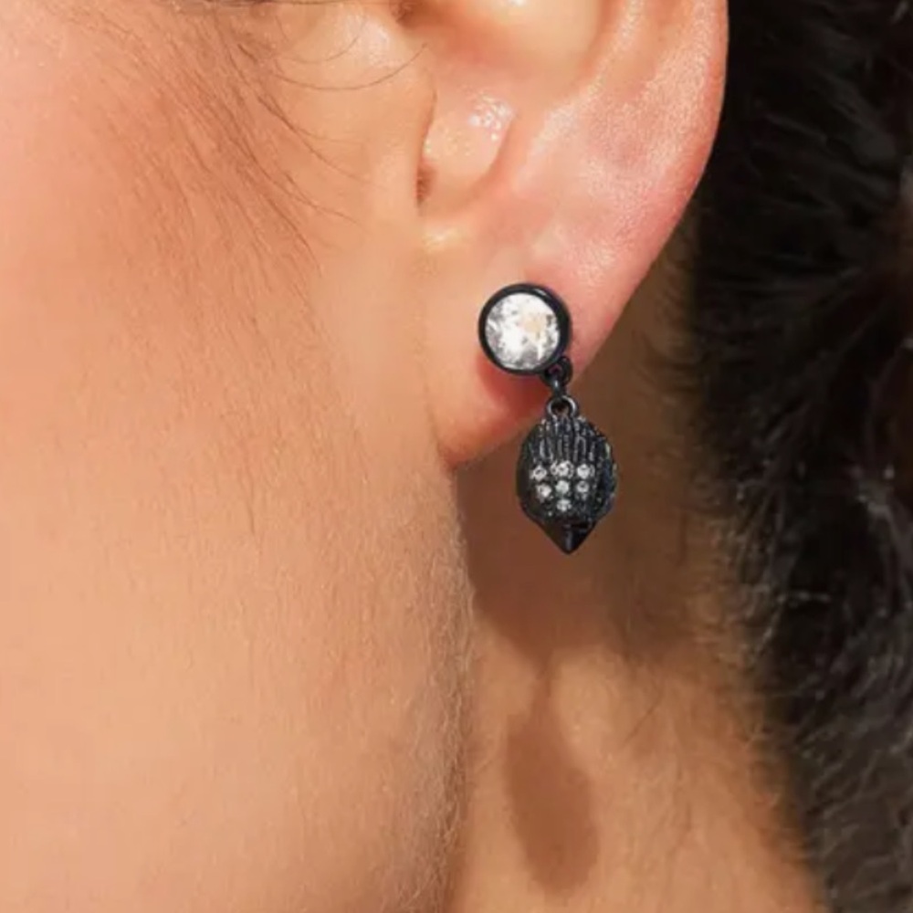 Kurt Geiger Black and Silver Crystal Earrings (New in box)